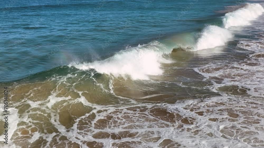 Aerial view of Beautiful sea water spray splash. Huge ocean wave slow motion Aerial view of Beautiful sea water spray splash. Huge ocean wave slow motion