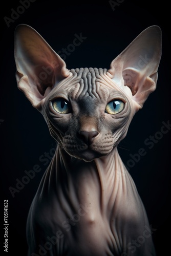 Canadian sphynx cat elegant and very upright in front of the cameras © Jorge Ferreiro