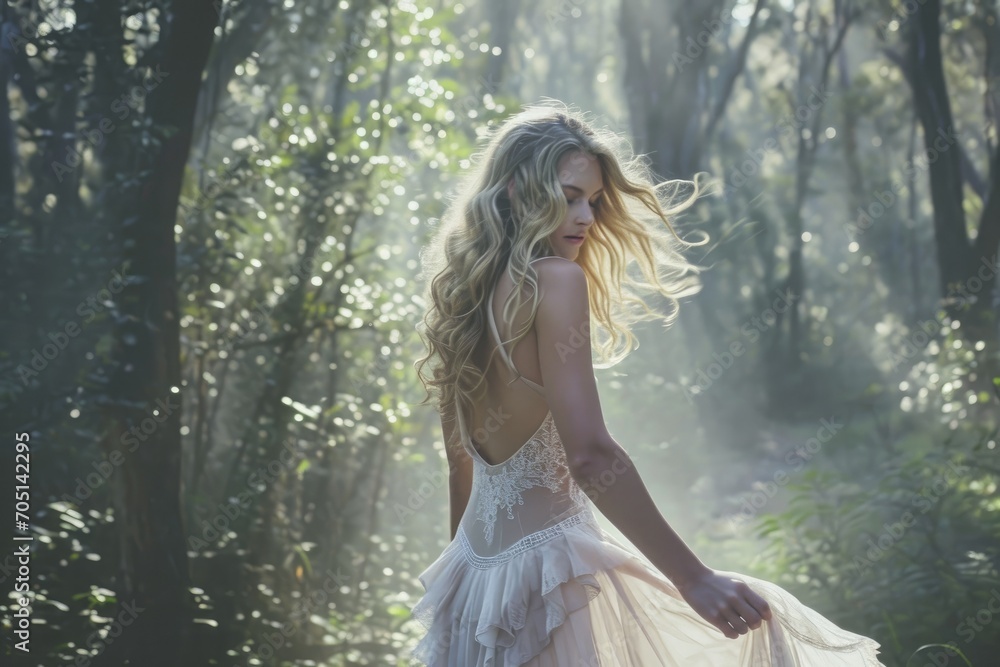 Ethereal blonde in a dreamy forest Ethereal blonde in a dreamy forest