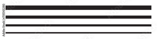 Set of line thick to thin. Geometric element, straight line, horizontal stripes. Vector. EPS10.