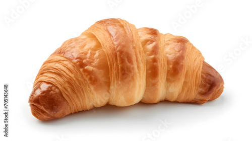 one croissant closeup isolated on white background