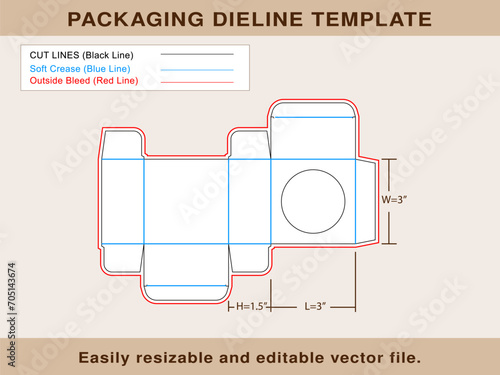 Assortment Soap Box, Round Window Display Box, Dieline Template