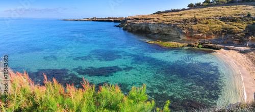 Obraz na plátně The most beautiful Apulian coast in Italy: Cala Corvino Beach