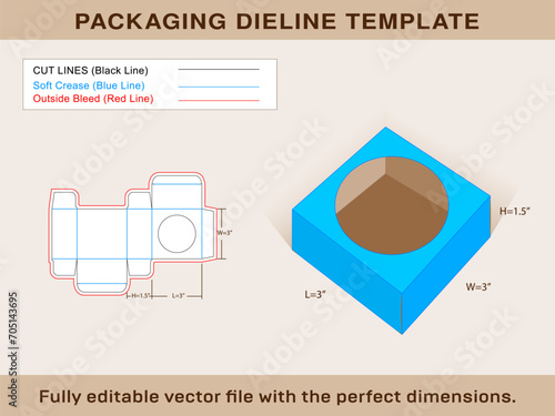 Assortment Soap Box, Round Window Display Box, Dieline Template and 3d box