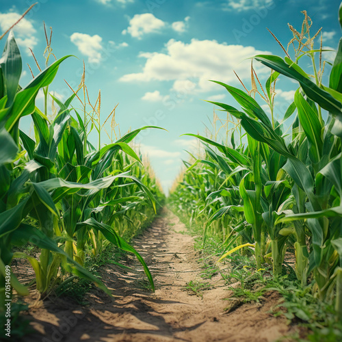 corn agriculture field with sky background
