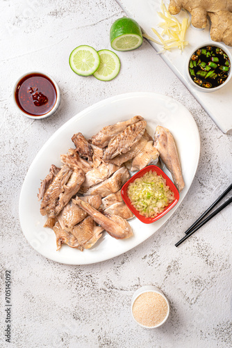 Boiled Plain Chicken with Ginger Sauce photo