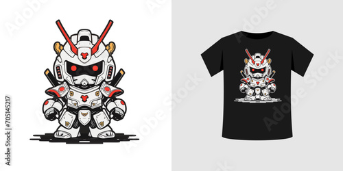 samurai robots vector illustration. vector files can be for T shirts, sticker, printing needs