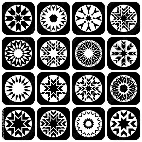 Fototapeta Naklejka Na Ścianę i Meble -  Square and Circle Radial Design Elements. Abstract Icons Set.