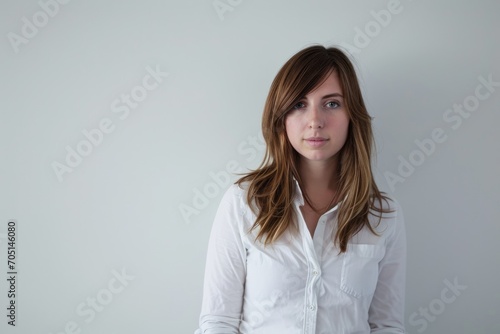Industrial chic portrait of a woman with a modern edge, white background