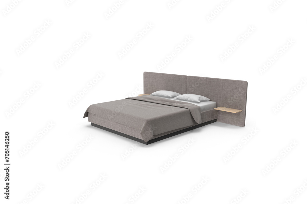 bed with pillows modern 3d bed on a white surface bed with pillows modern 3d bed on a white surface