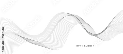 Abstract wave element for design. Digital frequency track equalizer. Stylized line art background. Vector illustration. Wave with lines created using the blend tool. Curved wavy line, smooth stripe.