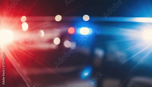 Foto Blurred background of police flashing lights at the crime scene