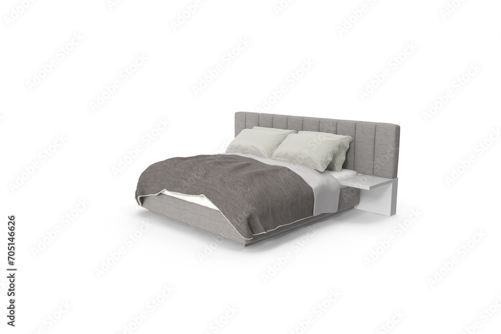 wooden modern 3d bed on a white surface wooden modern 3d bed on a white surface