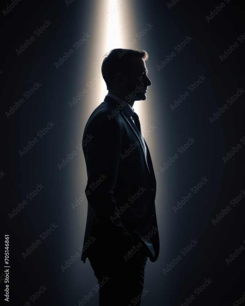 Silhouette of a Man in Contemplation