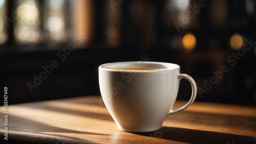 white porcelain cup on wooden table