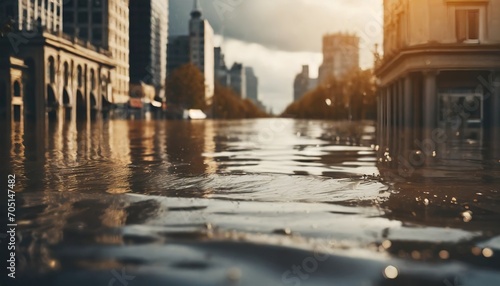 Flood flooding the city. Climate change concept photo