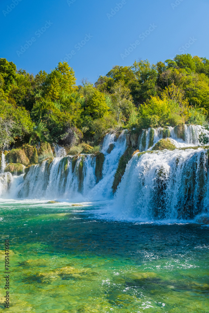 Amazing waterfall Skradinski Buk in Krka national park in Croatia