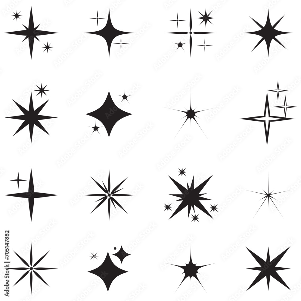 Star vector icons set. Twinkling stars illustration. Sparkles, shining burst. Christmas vector symbols isolated Star vector icons set. Twinkling stars illustration. Sparkles, shining burst. Christmas vector symbols isolated