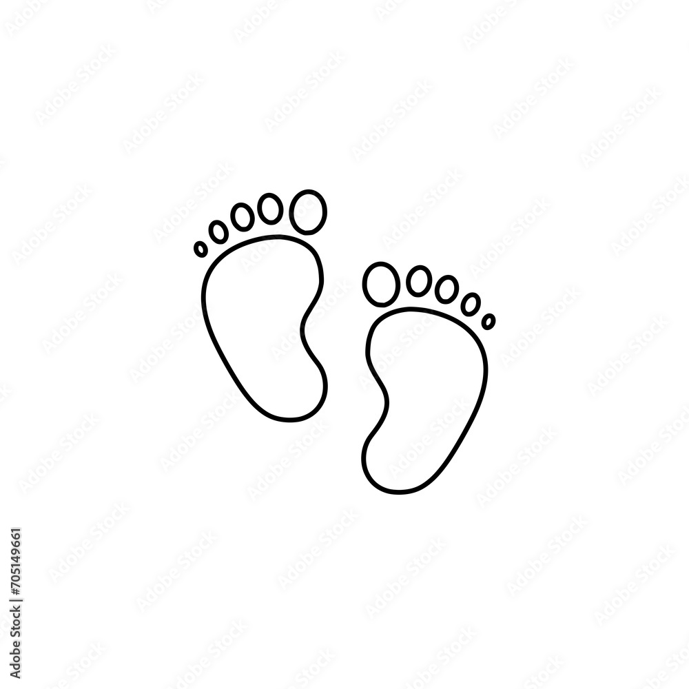 Obraz premium Baby feet line icon isolated on white background