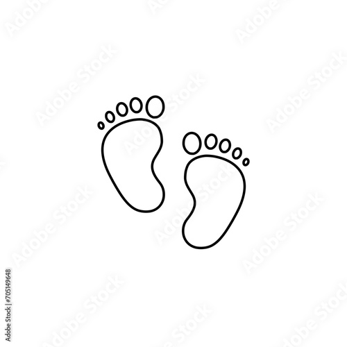 Baby feet line icon isolated on white background