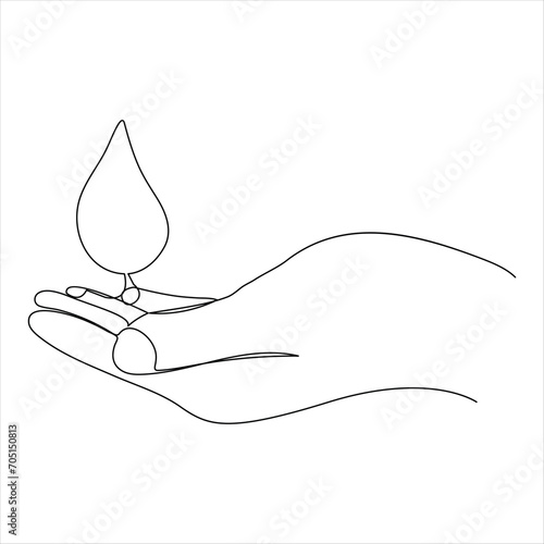 single line continuous drawing earth water drop and concept world water day outline vector illustration