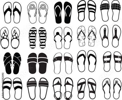 Flip flopFlip flop set silhouette isolated on white background  set silhouette isolated on white background 