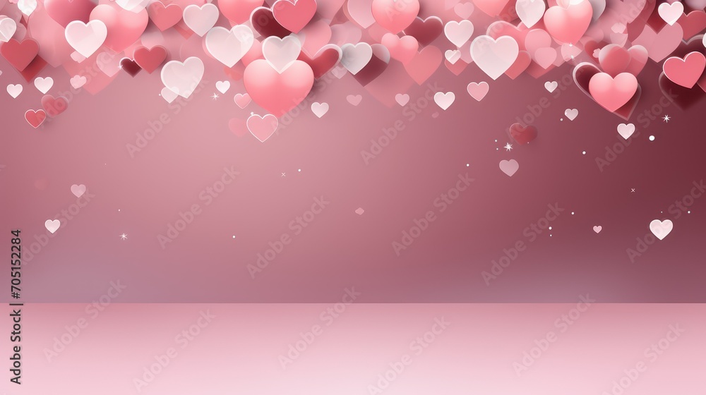 Pink hearts with background