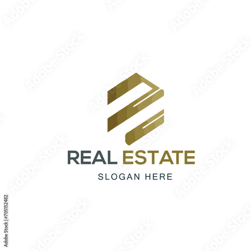 Building logo design with negative space style real estate, architecture, construction, Real Estate Vector Logo Design