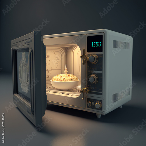 microwave oven with food