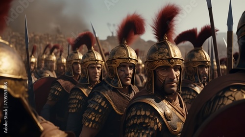 Roman soldiers in formation photo