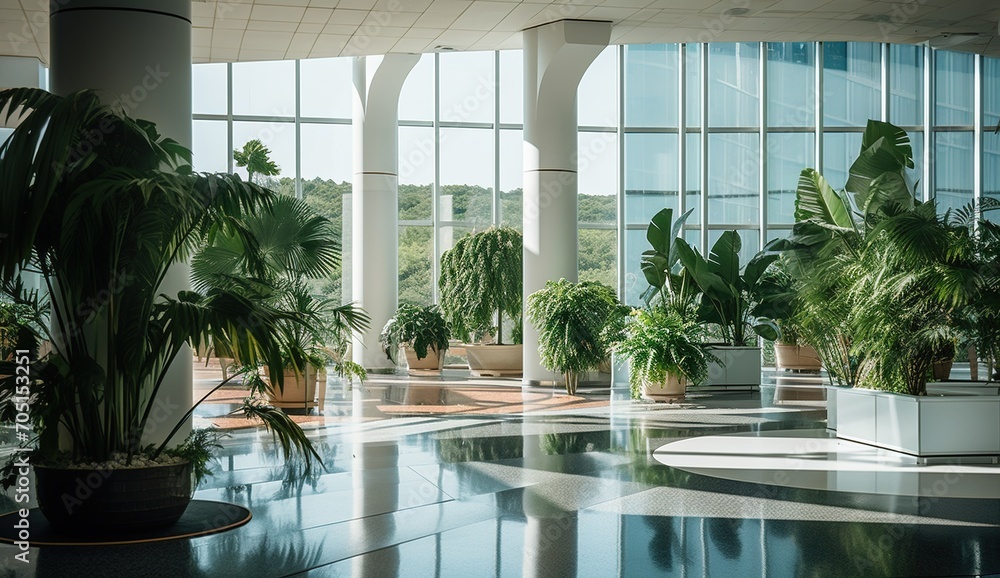 Fototapeta premium Indoor plants in a modern office building