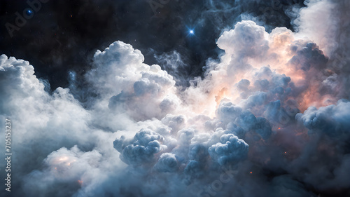 Night sky with clouds and stars.
