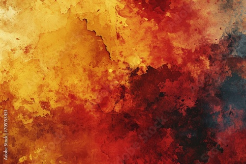 Vibrant Autumn Watercolor Background with Textured Effect and Abstract Bokeh Design