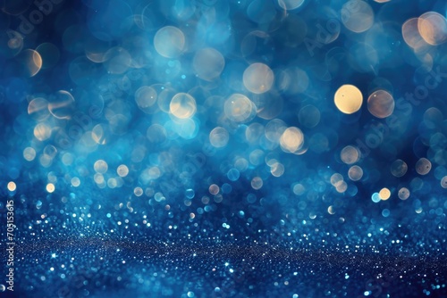 Abstract Glittering Blue Background: Sparkling Glitz and Galaxy Magic