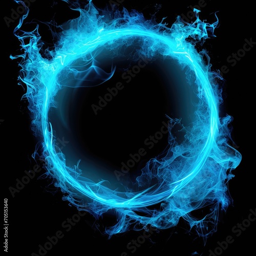 Twirling Portal: Abstract Blue Glow with Smoke Effect