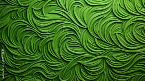 Handmade green leaves stucco pattern decorates the green wall vintage interior design. AI generated