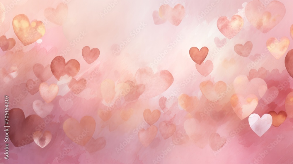 Valentine's day background. Watercolor abstract background with hearts.