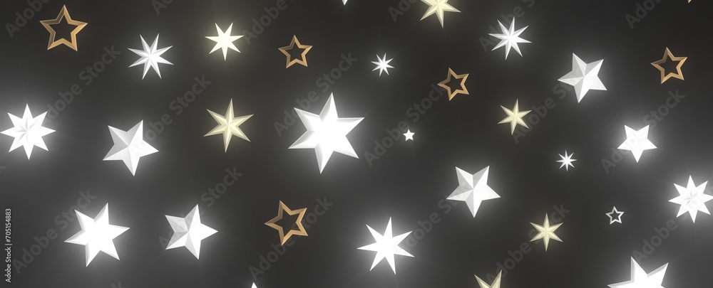 Holiday Stardust Rain: Brilliant 3D Illustration Showcasing Descending Christmas Stars Holiday Stardust Rain: Brilliant 3D Illustration Showcasing Descending Christmas Stars