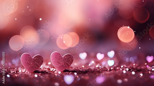 pink hearts on bokeh background