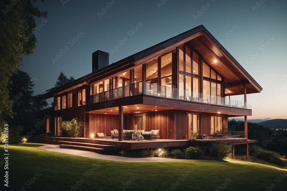 modern luxury residential wooden house