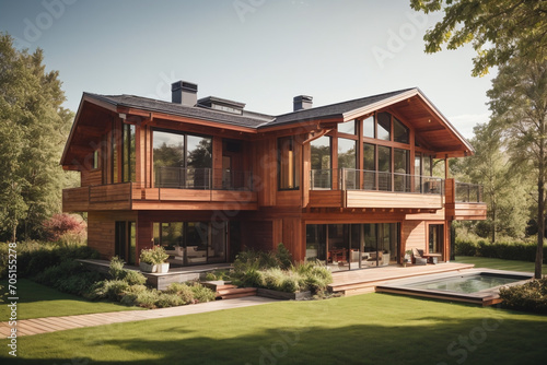 modern luxury residential wooden house