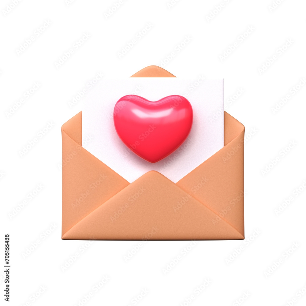 3D paper envelope with a heart. Valentine's Day. 3D paper envelope with a heart. Valentine's Day.