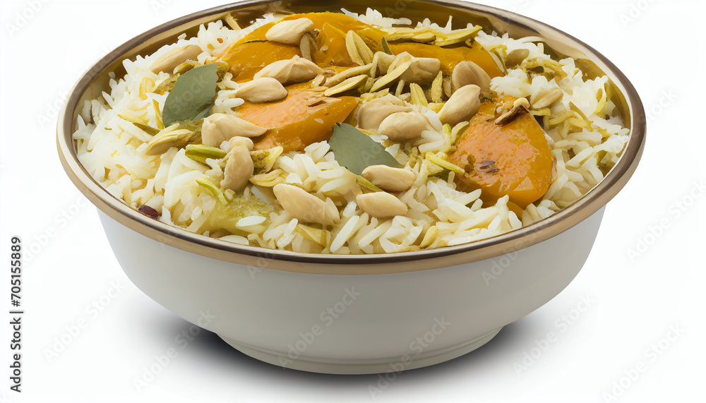 Pulav Kashmiri isolated on a white background Pulav Kashmiri isolated on a white background