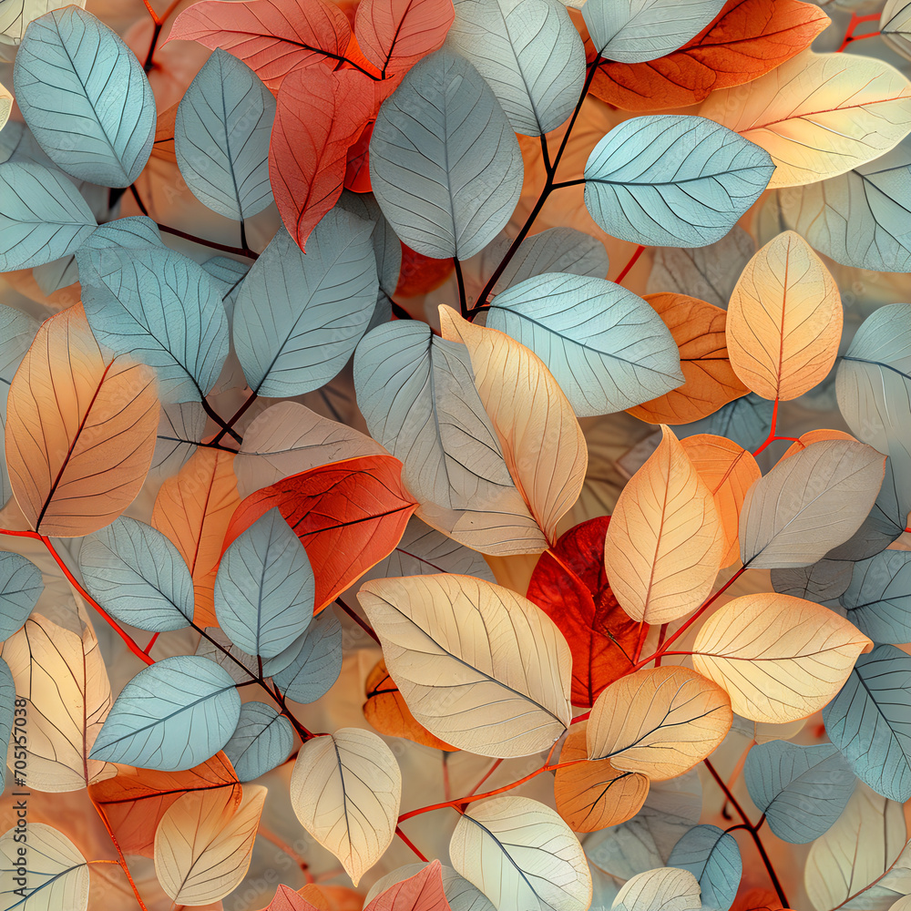 Fototapeta premium pastel colorful leaves background pattern