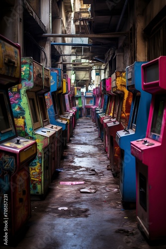 group of old gaming machines in a row © Jorge Ferreiro