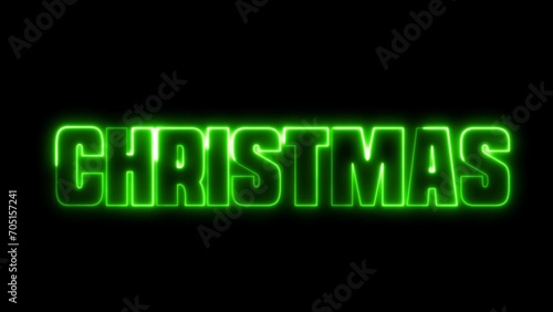 Christmas text font with neon light. Luminous and shimmering haze inside the letters of the text Christmas. 2024,2025,2026 Chirstmas.