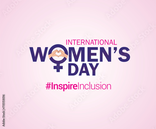 International women's day concept poster. Woman sign illustration background. 2024 women's day campaign theme- #InspireInclusion