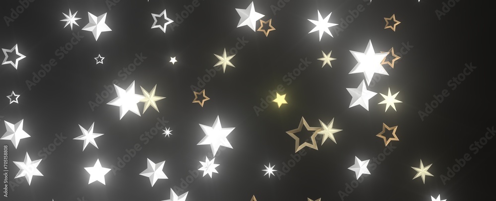 Twinkling Christmas Trail: Exquisite 3D Illustration of Falling Festive Starry Traces Twinkling Christmas Trail: Exquisite 3D Illustration of Falling Festive Starry Traces
