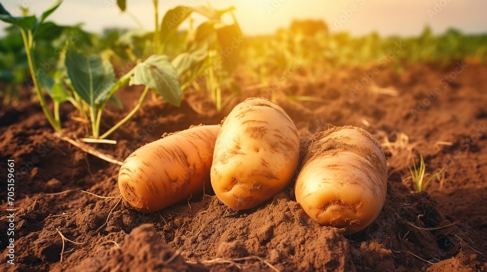 excellent harvest of large potatoes in the field excellent harvest of large potatoes in the field