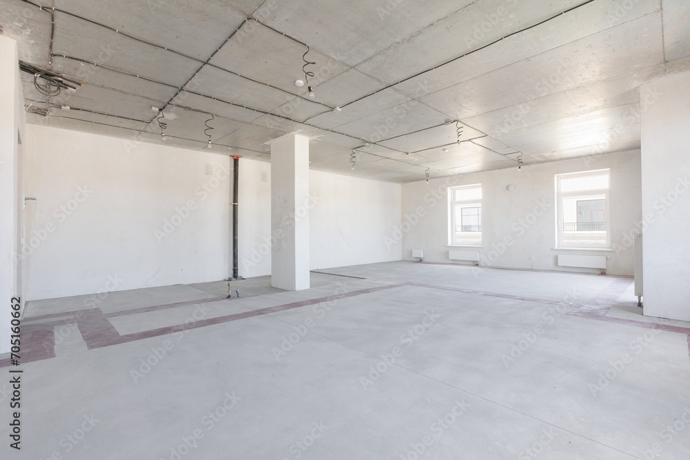 interior of the apartment without decoration in gray colors. rough finish interior of the apartment without decoration in gray colors. rough finish